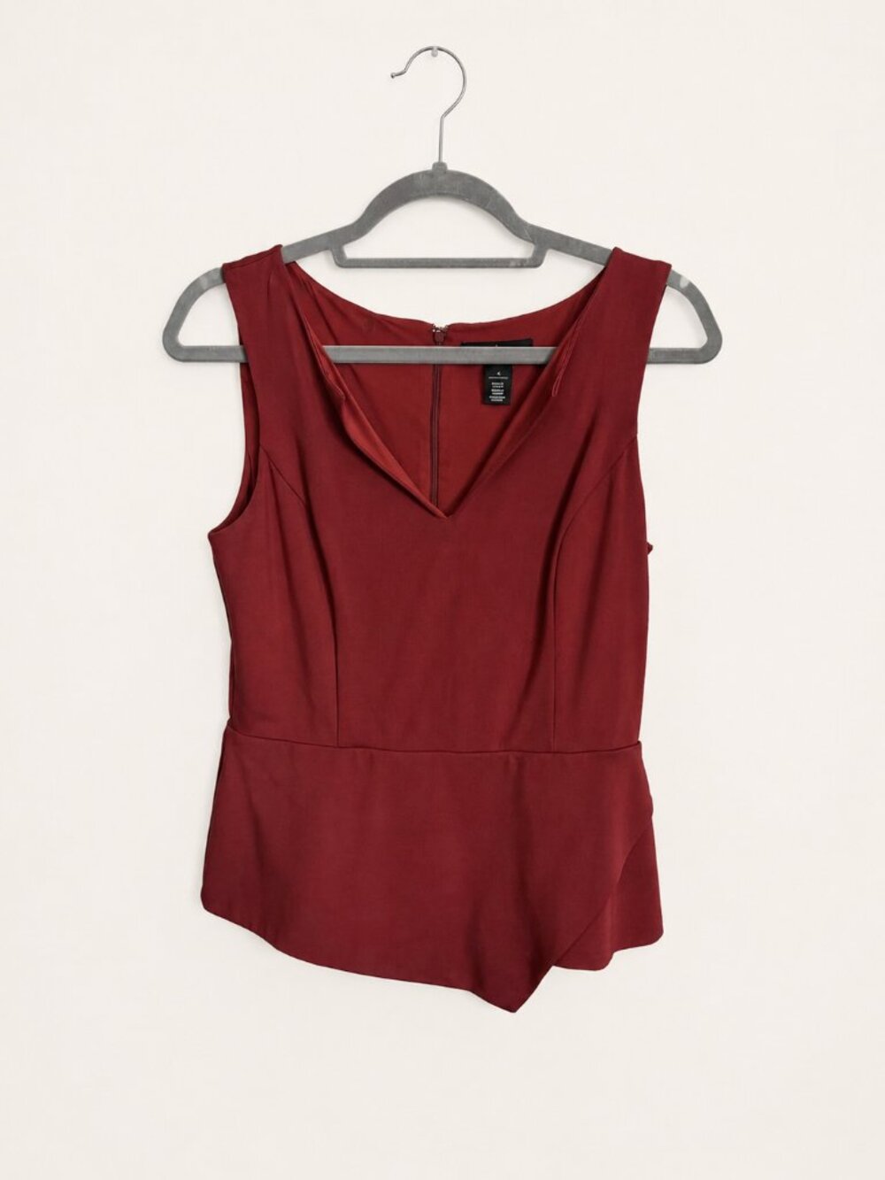 White House Black Market Red Asymmetrical Peplum Top Size 6